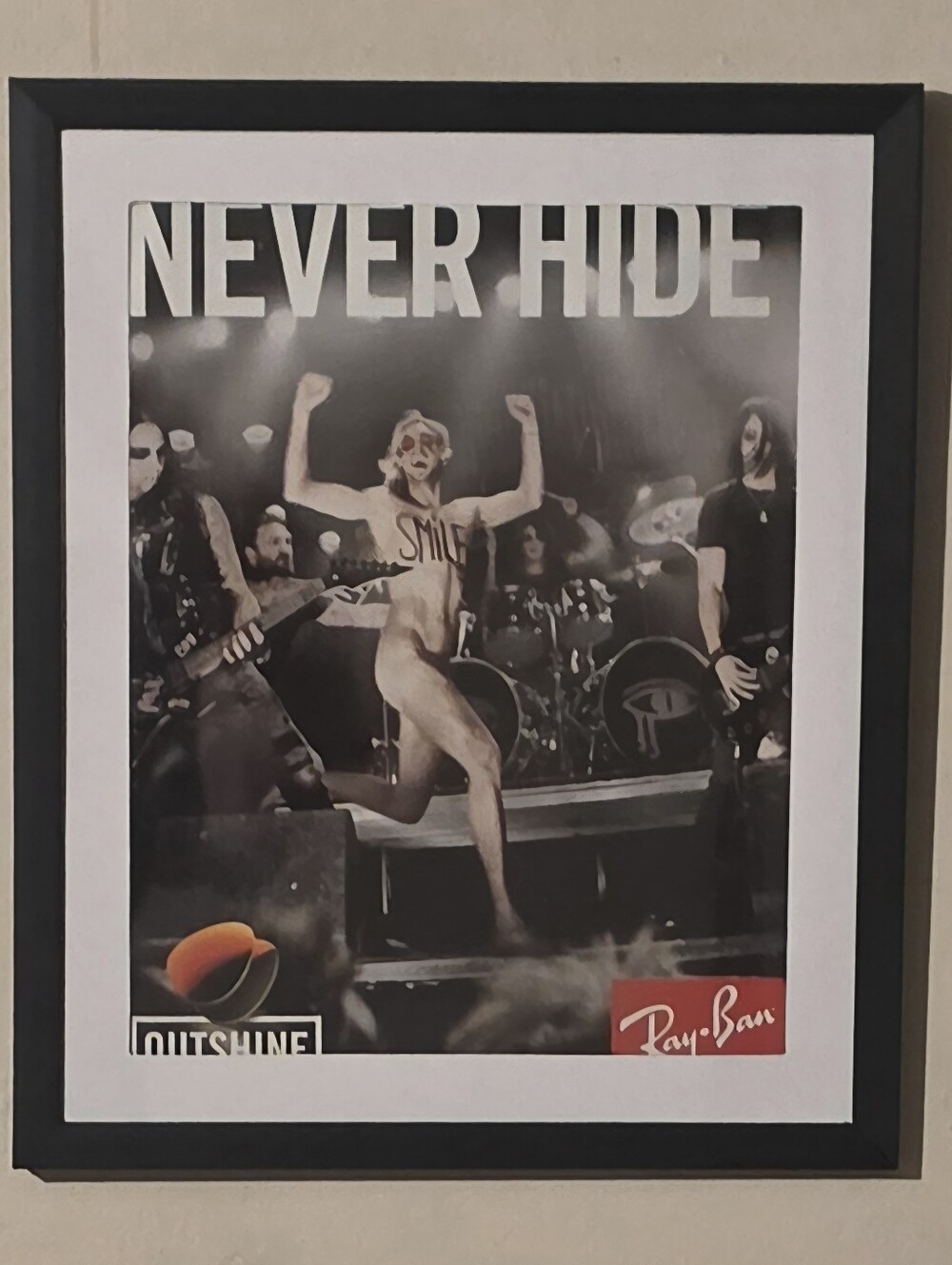 Ray-Ban Black & White 'Never Hide' Framed Poster
